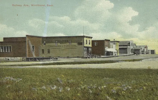 Railway Avenue, Windthorst, with Clover Bros. Hardware & Furniture